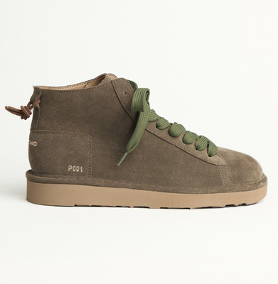 HERREN PANCHIC SNEAKER LEDER GRÜN KHAKI GRÜNE SCHNÜRUNG MIT FELL ART. P001