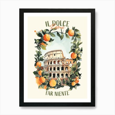 Il Dolce Far Niente Rome Italy Coll Framed Wall Art Poster Canvas Print Picture