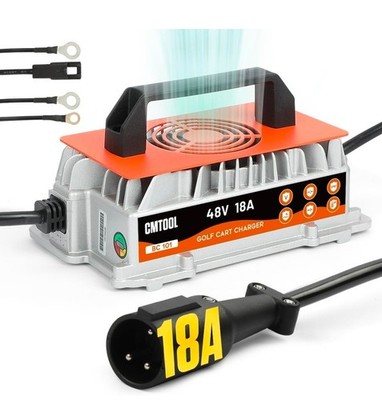 CMTOOL 48V 18A Golf Cart Battery Charger For Club Car, 1250W 3-Pin Round Plug