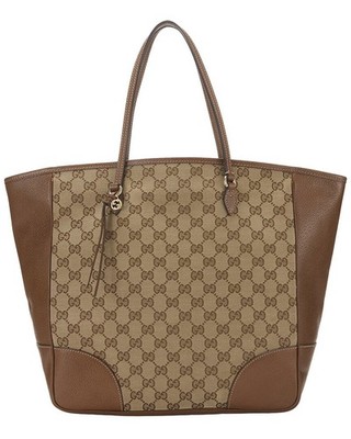 Gucci Beige Gg Canvas Bree Top Handle Tote Large (Authentic Pre-Loved) Women's