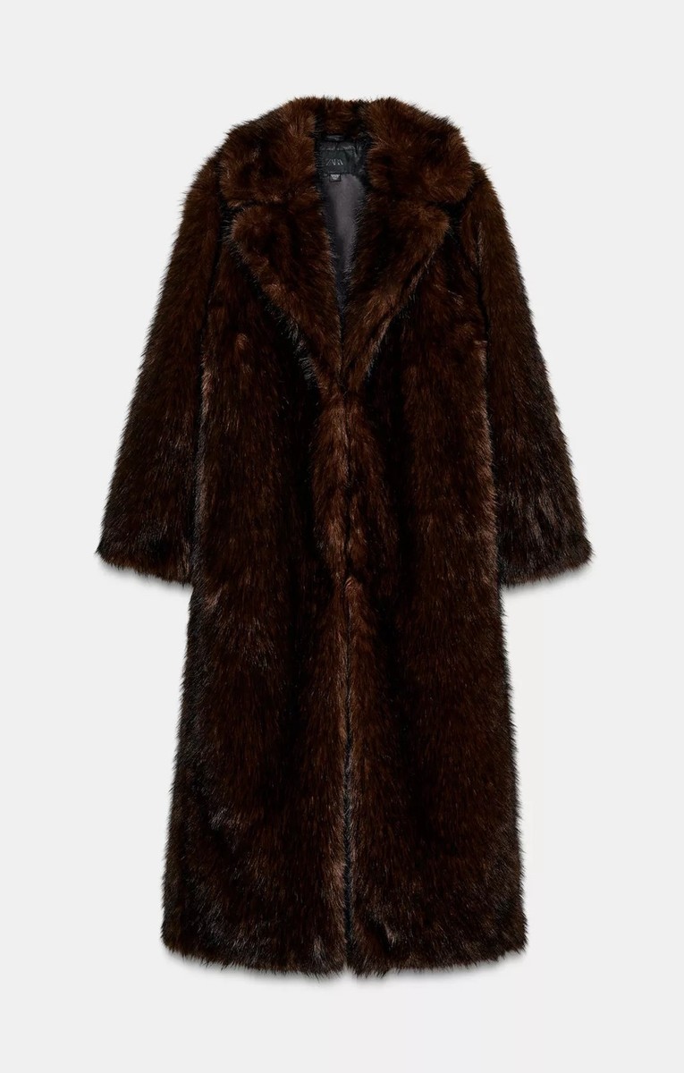 ZARA EXTRA-LONG FAUX FUR COAT MINK NEW FW25/26 SIZES XS-S M-L REF