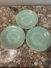 Fire King Jadeite Green 6" Glass Salad Plates Set of 3 Alice Pattern 40s Floral