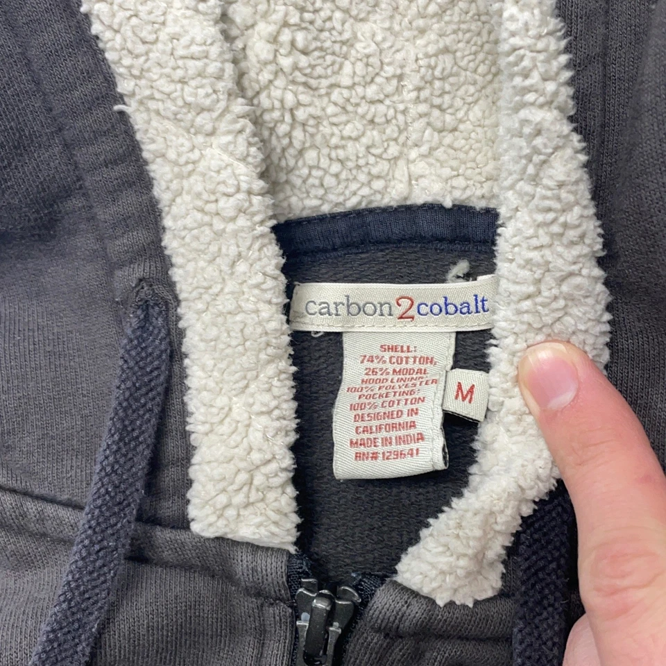 Carbon 2 钴连帽衫男式 M 灰色全拉链运动衫夹克轻松凉爽 — 第 2/4 张图片