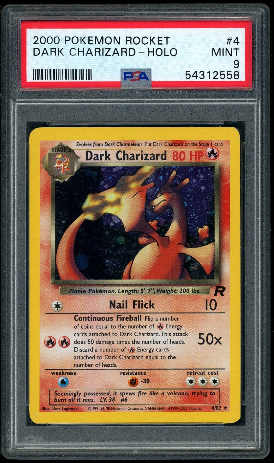 POKEMON DARK CHARIZARD-HOLO 2000 ROCKET #4 PSA 9