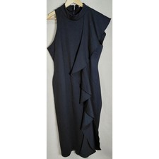 FASHION NOVA Edgar Black Ruffle Dress Solid Sleeveless Knee Length Women Size 1X