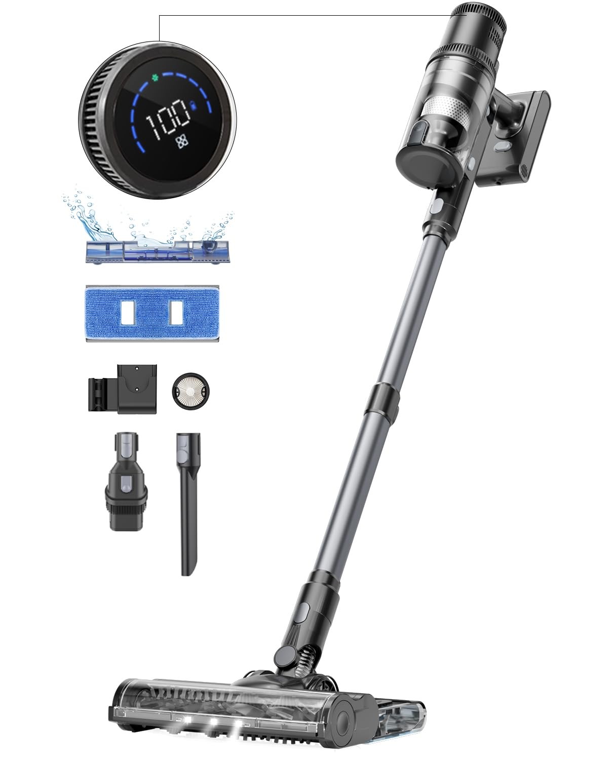 Proscenic Cordless Vacuum Cleaner, Vacuum and Mop Combo All in one, 550W 45Kpa