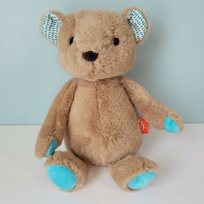 B Softies Battat Cara-Mellow Bear Plush Brown Teal Paws Polka Dot Ears 2019 12''