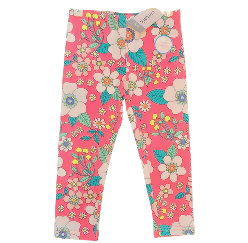 Carters Girls Leggings - Pink Flower Print - Sz 4/5 - Picture 1 of 4