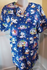 Comfy Cotton Scrubs Top Dog Size Medium 3 Pockets Veterinary Tech Pediatrics