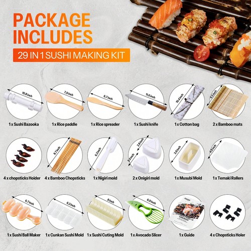 Sushi Making Kit, 29 in 1 Sushi Bazooka Maker, DIY Sushi Roller Machine - Picture 2 of 8
