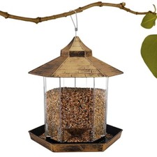 Outdoor Garden Yard Hanging Wild Bird Feeder with Squirrel Proof Panorama Hopper