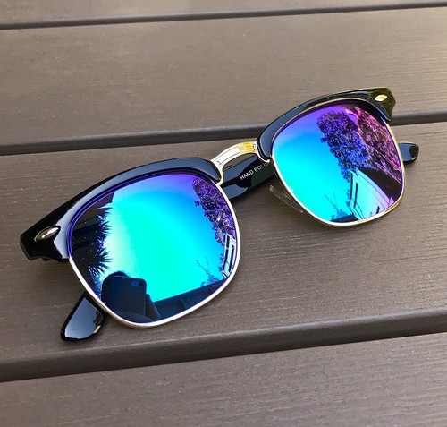 Occhiali da sole quadrati NEON specchio COLORE metallo aviatore WaYfe Club hipster grandi 8664 L - Foto 7 di 11