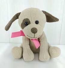 Brown Puppy Dog Plush 9" Stuffed Animal Pink Neck Bow Wal Mart Classic