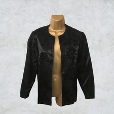 Hamells London Vintage Black Velvet Flock Jacket Uk 10 Us 6 Eu 38