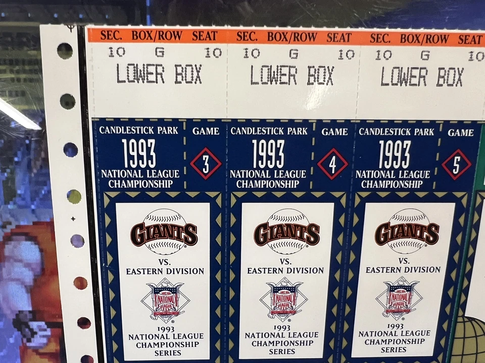 1993 NLCS & World Series SF Giants Uncut Phantom Ticket Sheet Sadek "Thank You" - Image 2 of 4