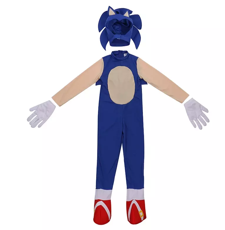 COSTUME CARNEVALE SONIC IL HEDGEHOG COSPLAY BAMBINA BAMBINI 4-12 ANNI  HALLOWEEN