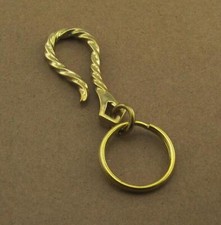 EDC 1 PC Solid Brass Keychain W/ Keyring Hook Clip Belt Clip Keychain Tool