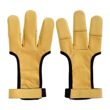 Archery 3 Fingers Tab Cow Leather Glove Arrow Guard for Compound Bow Shooting