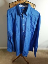 Chaps Classic Fit Twill Mens 17 / 36 Blue Long Sleeve Button Down Shirt
