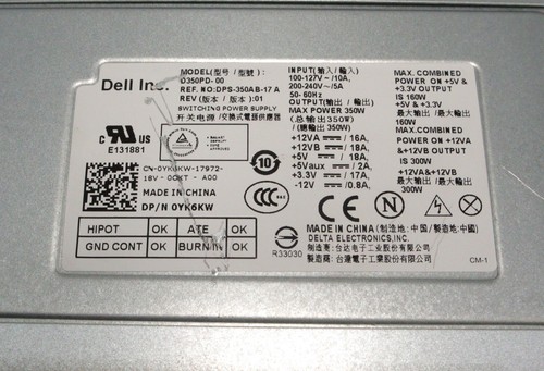 Dell Vostro 460 MT 350W 24 Pin Power Supply YK6KW 90 Day Warranty BLK1080 - Picture 2 of 7