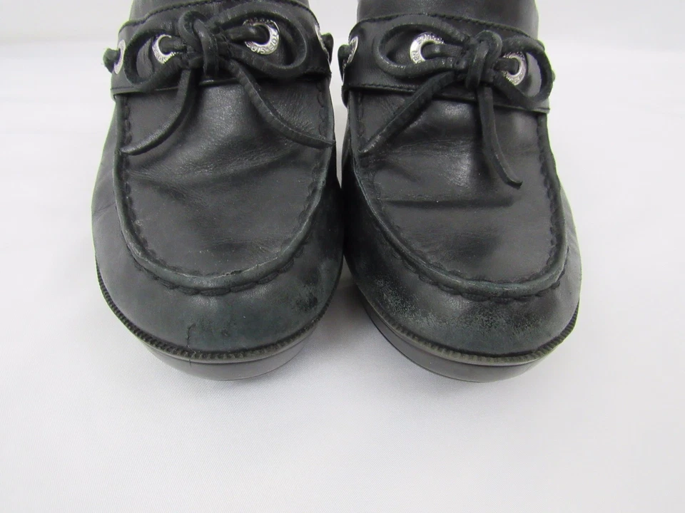 Zapatos Sperry Top Sider para mujer Mocasín Zueco Tacones Cuero Negro Lazo Talla 7 M Foto 4 de 4