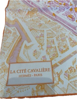Hermes Scarf La Cite Cavaliere 90 cm Silk Carre pink rose horse