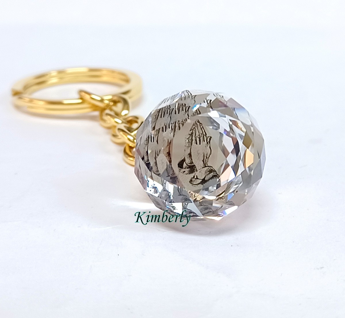 Swarovski Thanks Hand Crystal Ball Key Holder Gold Plated Event