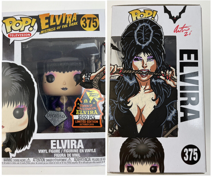 ELVIRA HAND PAINTED Funko POP Art Purple Dress Diamond Collection