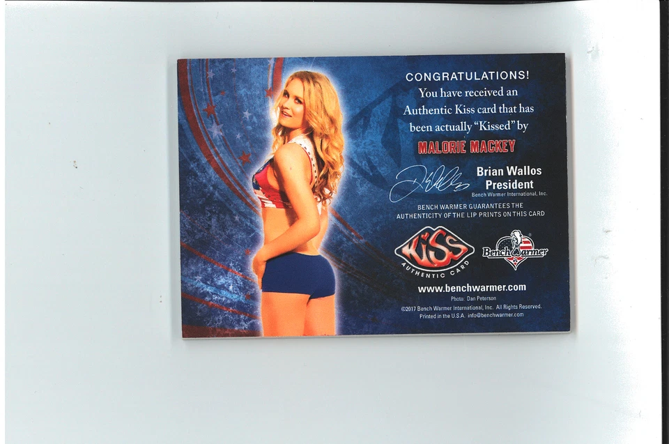 #5/5 Malorie Mackie KISS Auto Benchwarmer 2017 Authentic Benchwarmer  Autograph - Image 3 of 3