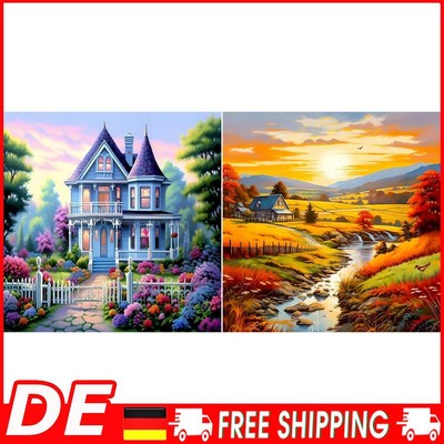 5D-Diamantgemälde zum Selbermachen runder Bohrer Haus-Set Heimdekoration Kunstha