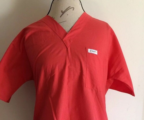 Crest Medical Nurse Uniform Scrub Size Small Top Blouse Orange Short Sleeve - Picture 6 of 12