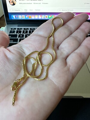 Gold 18K massiv Gold Unisex Schlangenkette/Halskette, Diamantschliff 16'' 3,55 Gramm