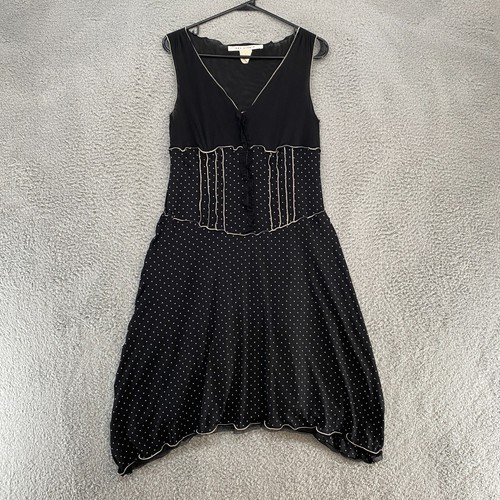 Max Studio Y2K Dress Womens Medium Pinup Rockabilly Babydoll Ruffle Mesh Black