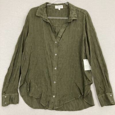 New Bella Dahl Olive Green Ultra Soft Long Sleeve Button Down Medium Comfy
