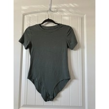 Deep Green Ribbed Crew Neck Bodysuit Medium