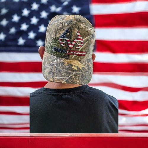Realtree Patriotic 3D Antler Logo American Flag Edge Camo Snapbk Trucker Hat Cap - Picture 5 of 9