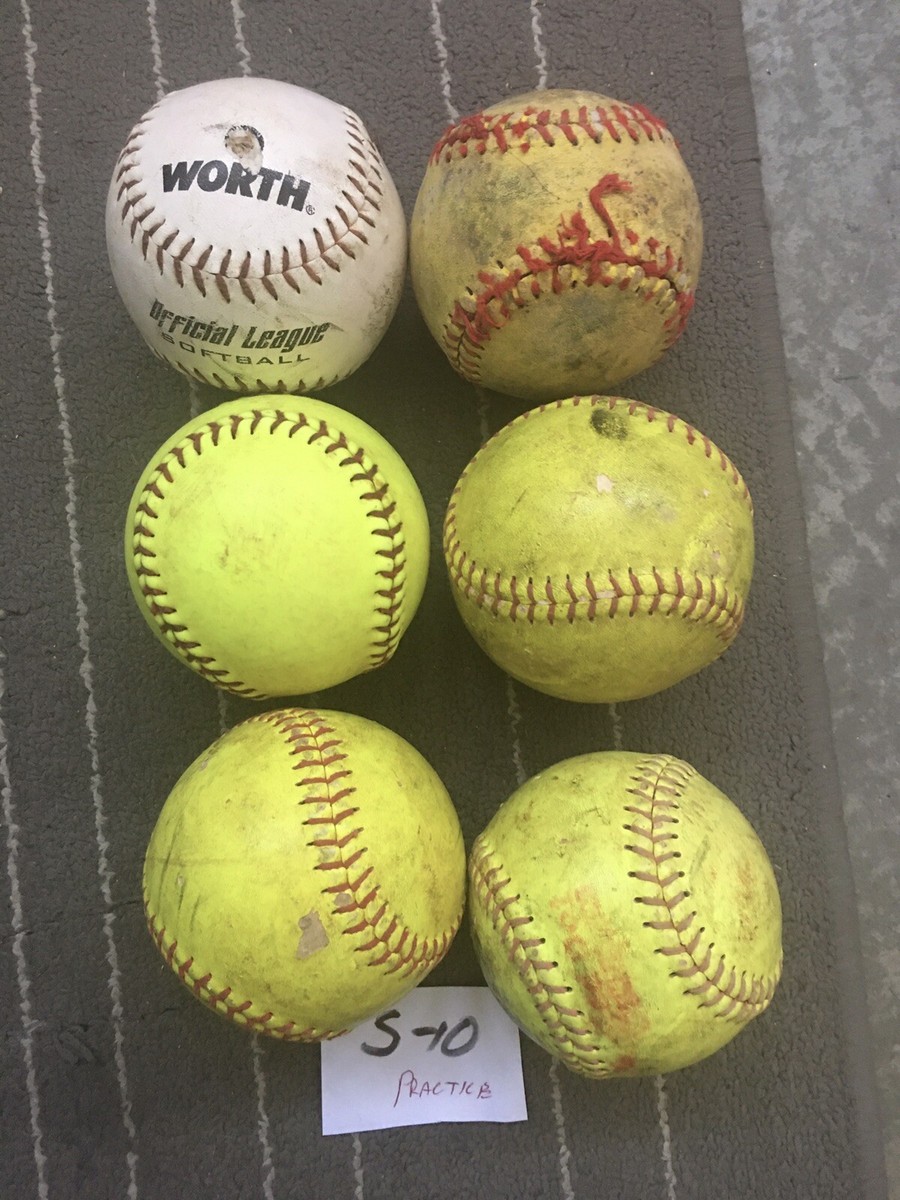 6 Balles De Softball D'entraînement – 12 Pouces – Cuir – Occasion (voir Photos)