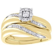 2 Ct Round Cut Simulated Diamond Wedding Bridal Ring Set 14k Yellow Gold Plated