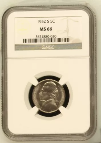 1952 S Jefferson Nickel NGC MS 66