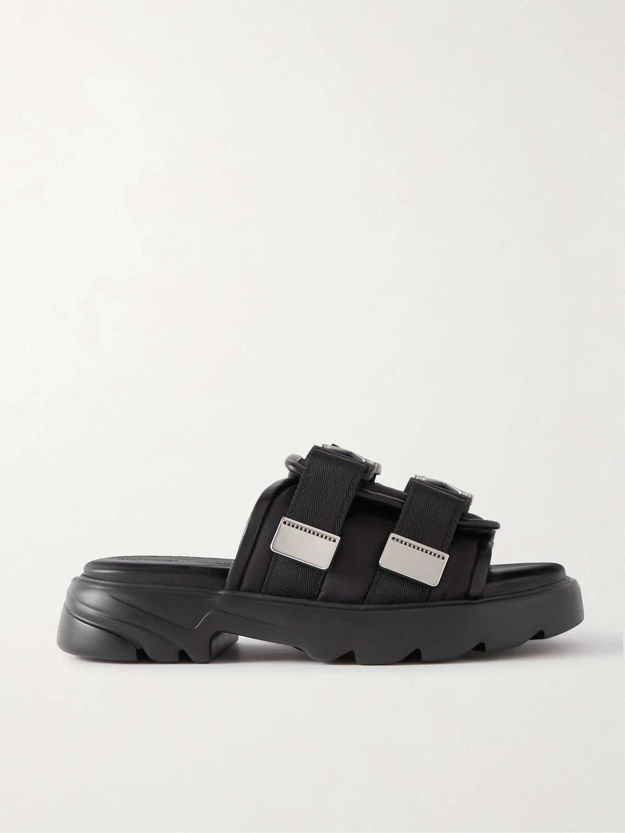 Bottega Veneta double-buckle leather slides - Black