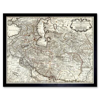 Map Antique Middle East Iran Persia De L'Isle 12X16 Inch Framed Art Print