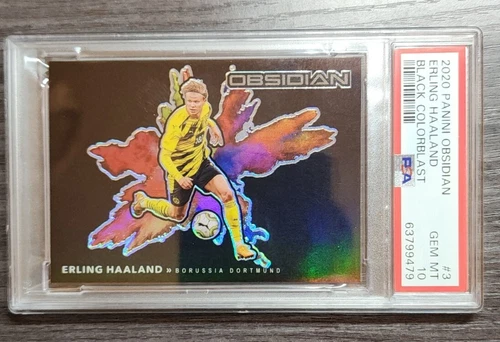 2020-21 Panini Obsidian Erling Haaland Black Colorblast Case Hit SSP PSA 10