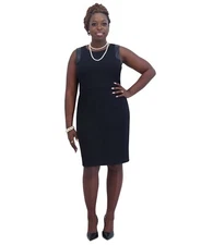 Kasper Women's Crepe Sheath Dress - Black Sz-M