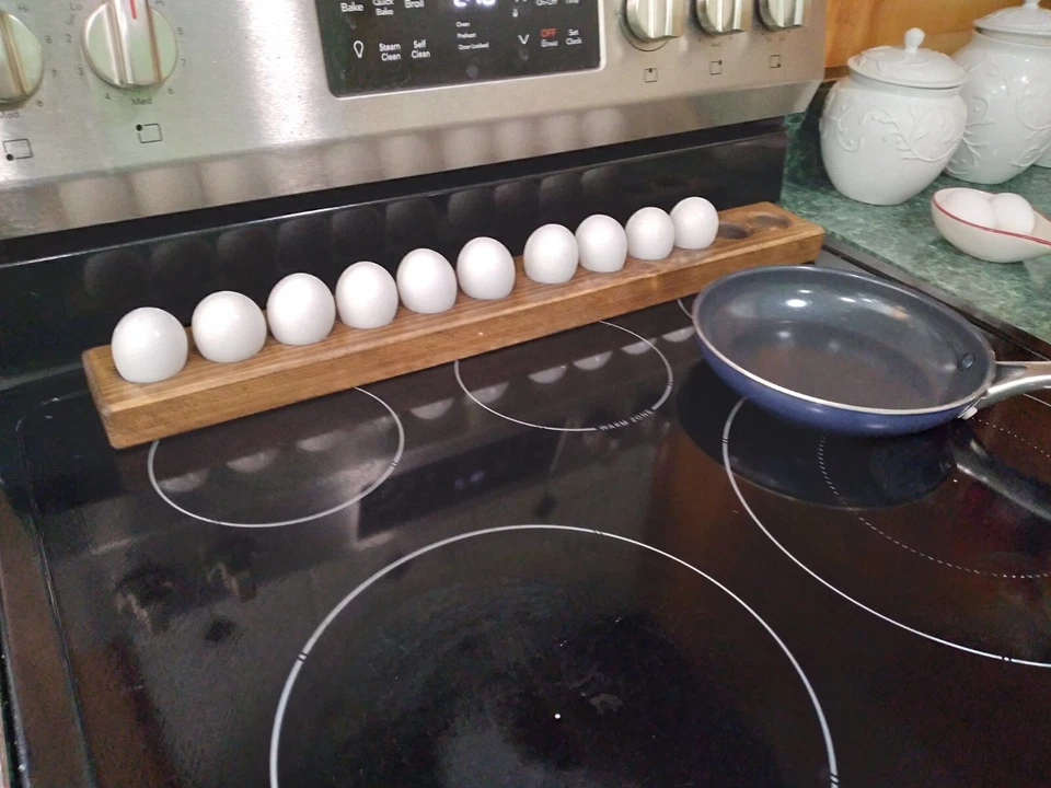 Bandeja/soporte para huevos rústico exhibición de encimera (BB) Foto 3 de 4