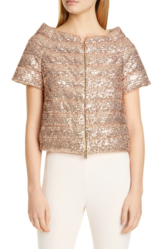 Herno Women's Short Sleeve Sequin Jacket Gold - New S20 Collection 40 It