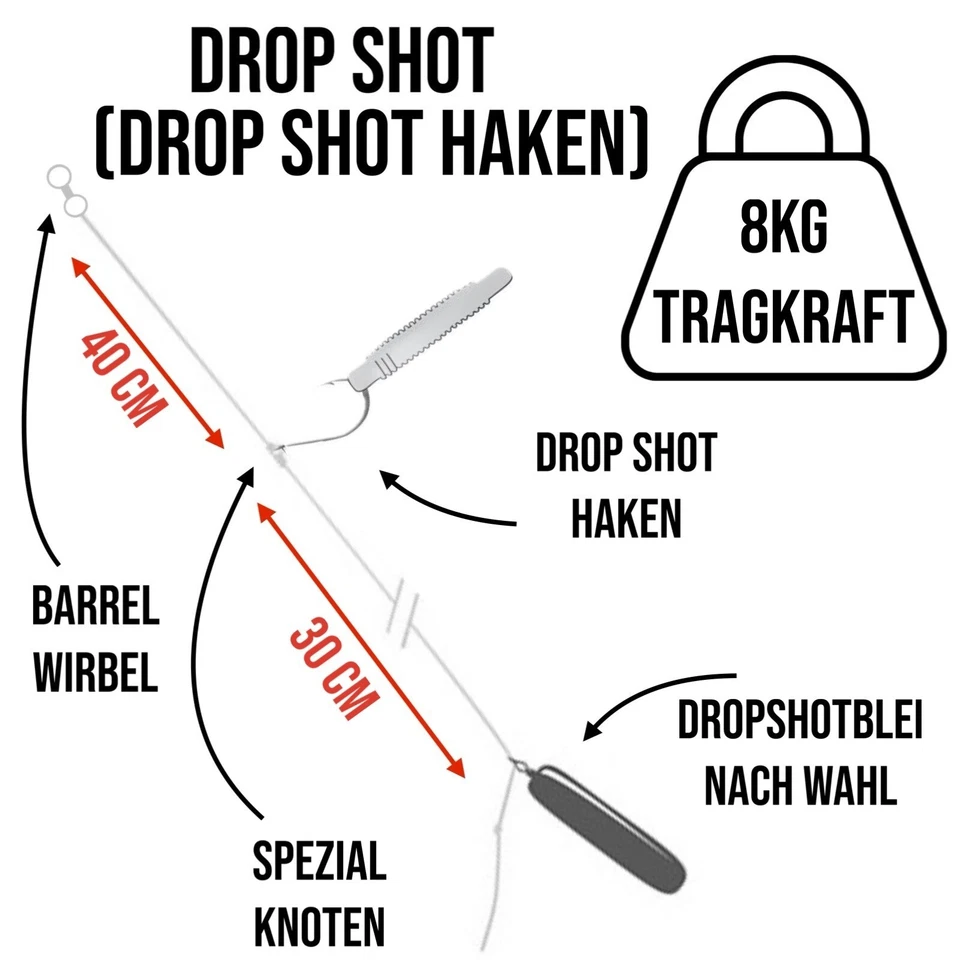 Drop Shot Montagen Fertig Blei Angelzubehör Barsch Zander Angeln Dropshot - Bild 4 von 4