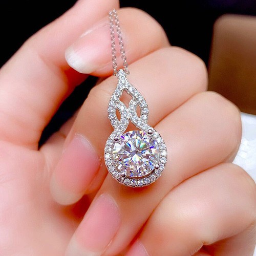 Royal Style Natural White Fire Topaz Gems Silver Women Drop Necklace Pendants - Picture 7 of 7
