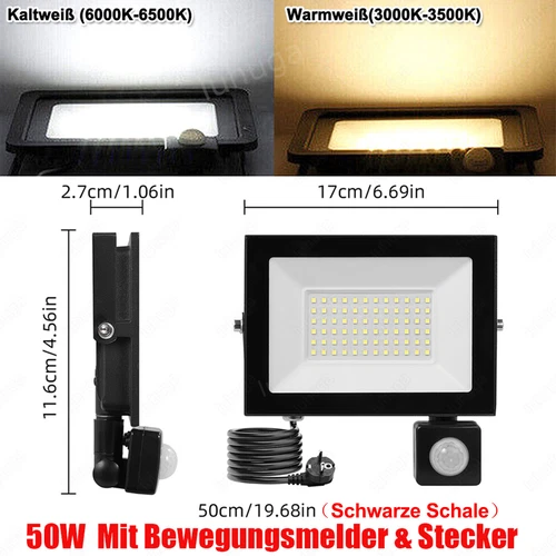 LED Fluter Stecker Außen Strahler Arbeitsleuchte Baustrahler Scheinwerfer Garten - Bild 161 von 251