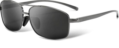 New SUNGAIT Ultra Lightweight Rectangular Polarized Sunglasses UV400 Dark Gray