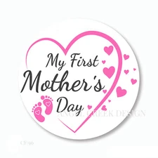 Happy First Mother's Day Favors Pink Heart Scrapbook Stickers Envelope Seals